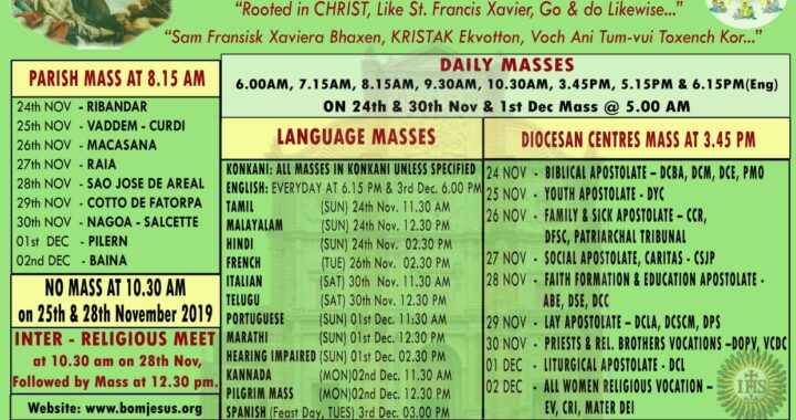 Schedule for Novena and Feast of St Francis Xavier